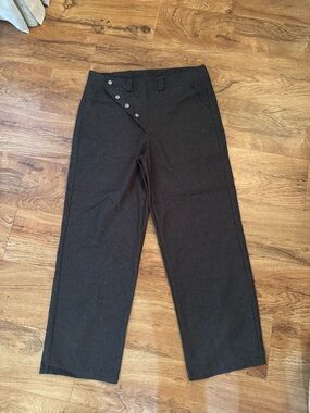 Black Button-Front Casual Pants